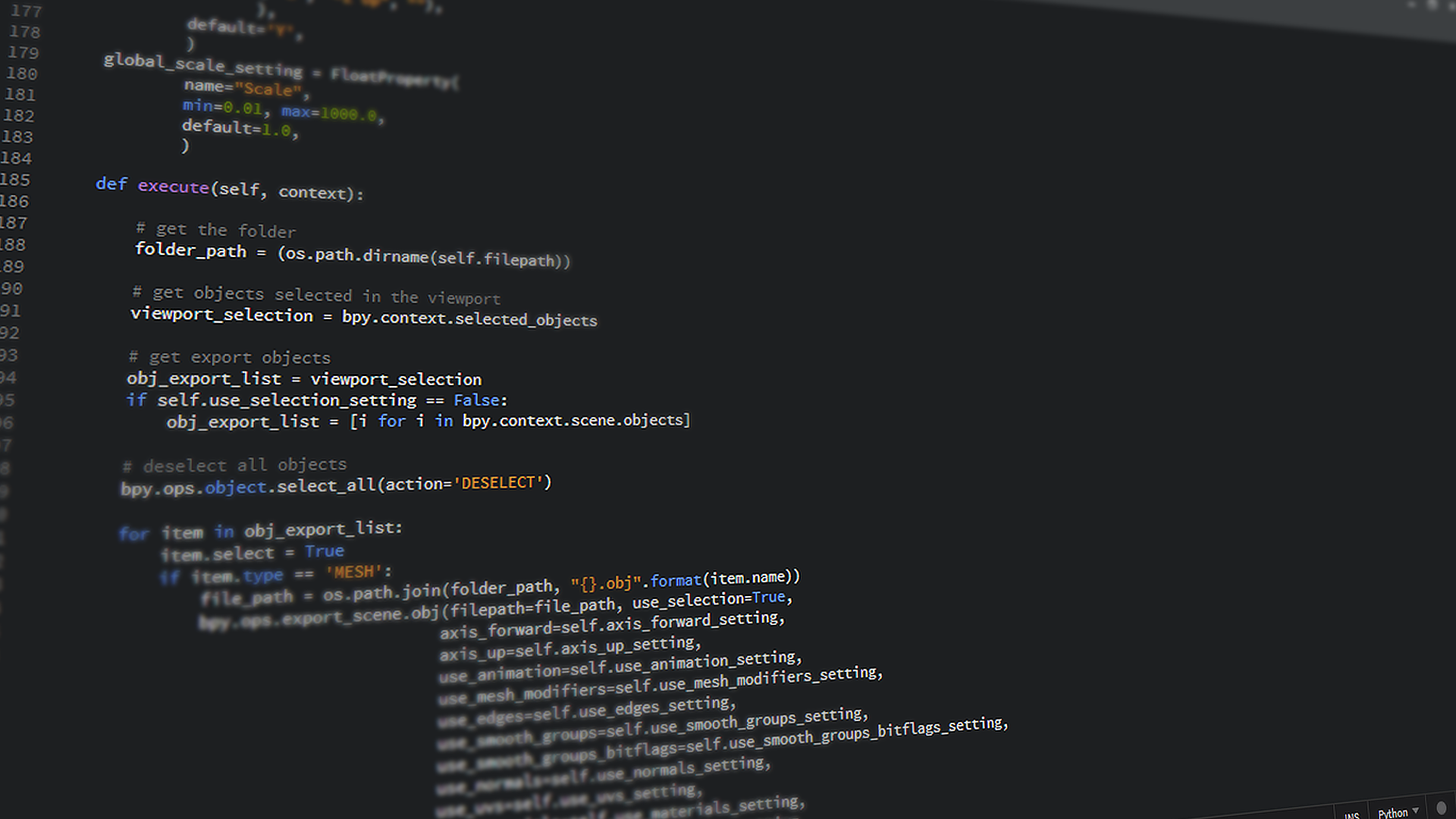 A subprogram written in Python, using object orientation.